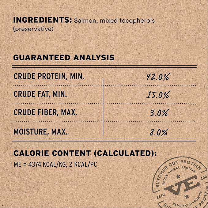 Vital Essentials Freeze Dried Cat Treats | Salmon Bites, Single Protein | Premium Quality | Grain Free, Crunchy Cat Treats, 1.1 oz Bag
