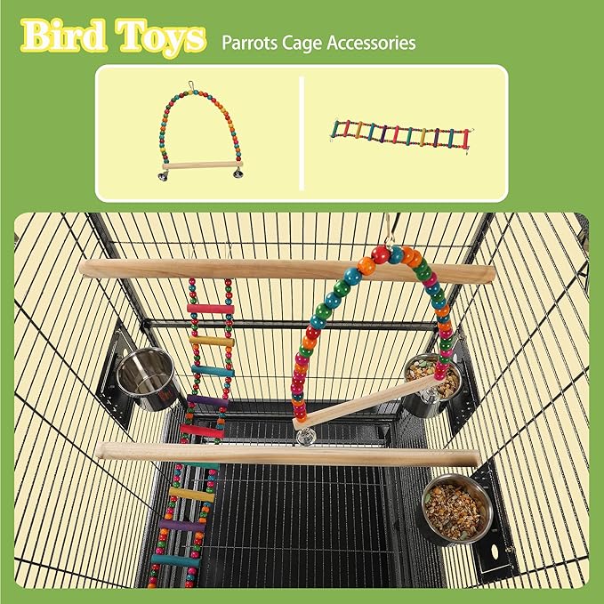 68'' Large Parrot Cage, Large Bird Cages for Parrots,Conure Cage for Birds, Cockatiel Cage with Birdcage Cover,Play Top,Feeders,Slide-Out Tray,Seed Catcher for Cockatoo,African Grey,Lovebird