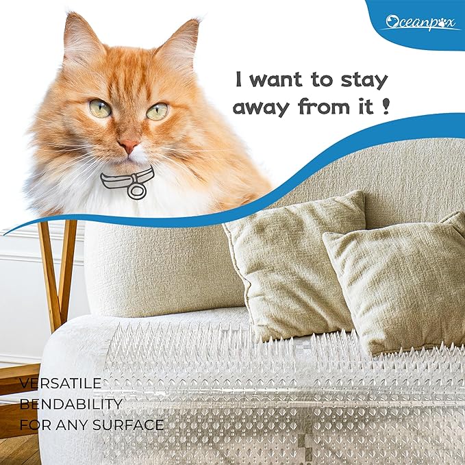 Scat Mat for Cats 16 x 13 Inch, 16 Pack Cat Deterrent Mat Outdoor Indoor, Cat Spikes with 100 Stickers
