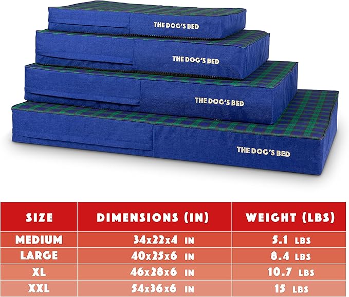 The Dog’s Bed Orthopedic Memory Foam Dog Bed Mattress, Oxford Fabric, Black Watch Tartan, Medium, 4 Inch