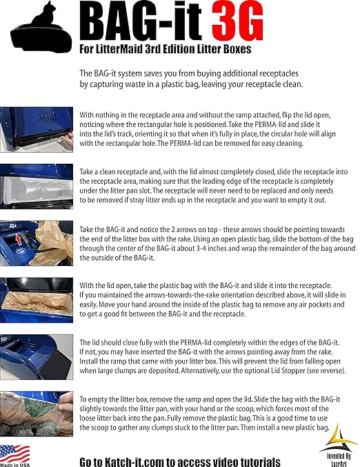 BAG-it 3G, PERMA-lid and Permanent Receptacle for Natures Miracle and LitterMaid litter boxes (BAG-it 3G and PERMA-lid only)