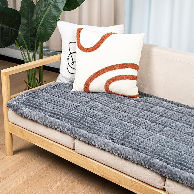 Washable Dog Couch Cover Protector, Non Slip Dog Bed Mat Machine Washable Large Blanket for Dogs, Pet Couches Covers for Sofa (Grey, 27.6 * 82.7 '')