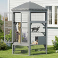 Catio Outdoor Cat Enclosure,Large Cat House Kitty Cage,Indoor Outdoor Cats Outside Patio for Cats with Window Access & Waterproof Roof, Multiple Platforms & Scratching Post, 65" Grey