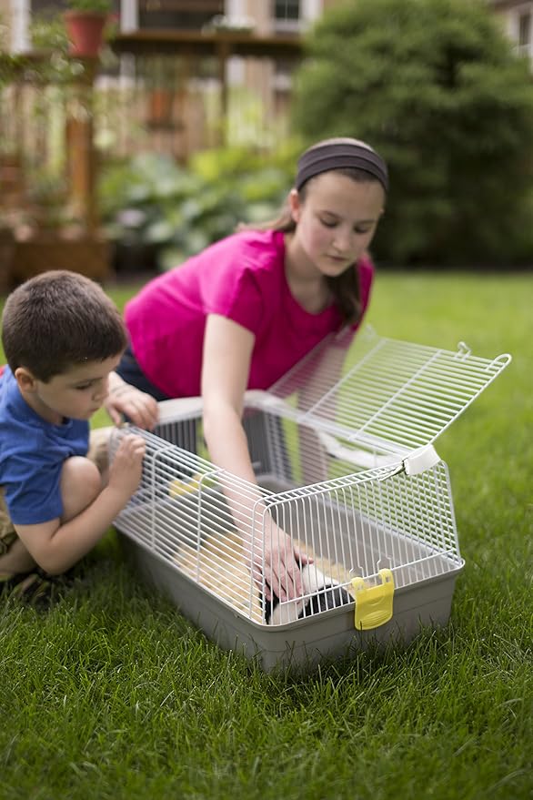 Prevue Pet Products Small Animal Travel Carrier - Hamster, Bird, Parakeet, Gerbil, Rabbit, Ferret, Guinea Pig, & Rat Carrier, Easy Pet Transportation, Travel Bird Cage, Lightweight & Portable - Gray