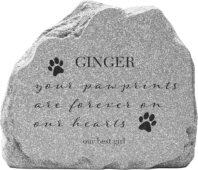 Let's Make Memories Personalized Pet Memorial Garden Stone - Sympathy, Condolences - Standing Dog and Cat Memorial With Scripted Pawprints