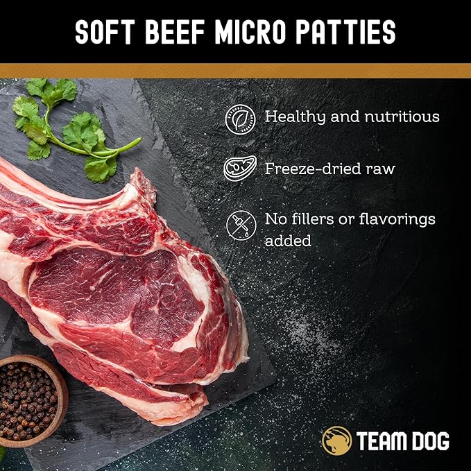 Team Dog Freeze-Dried Raw Beef Dog Treats | Dog Training Treats & Food Toppers for Picky Dogs | Made from Gluten Free, Grain Free 100% USA-Sourced Beef Lung, Liver & Heart | 14 oz Bulk Size Pack