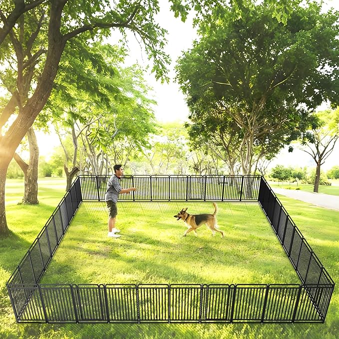 New Thickened Version Dog Playpen, 43 Inch Dog Fences for The Yard, Portable Outdoor Dog Playpen for Large/Medium/Small Dogs, Foldable Metal Dog playpen, with Doors (16 Panels, 43 Inch)