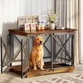 COZPAW Large Dog Crate Furniture - 48 inch Heavy Duty Dog Kennel Indoor for XLarge Breed with Double Doors, Wooden Dog Cage XL Modern Decorative End Table Pet House (Brown)