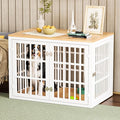 Heavy Duty Dog Crate Furniture for Large and Medium Dogs, Dog Kennel Indoor Furniture, Indestructible Metal Crate with Double-Doors, Dog Crate End Table, Chew-Resistant, 38 Inch White