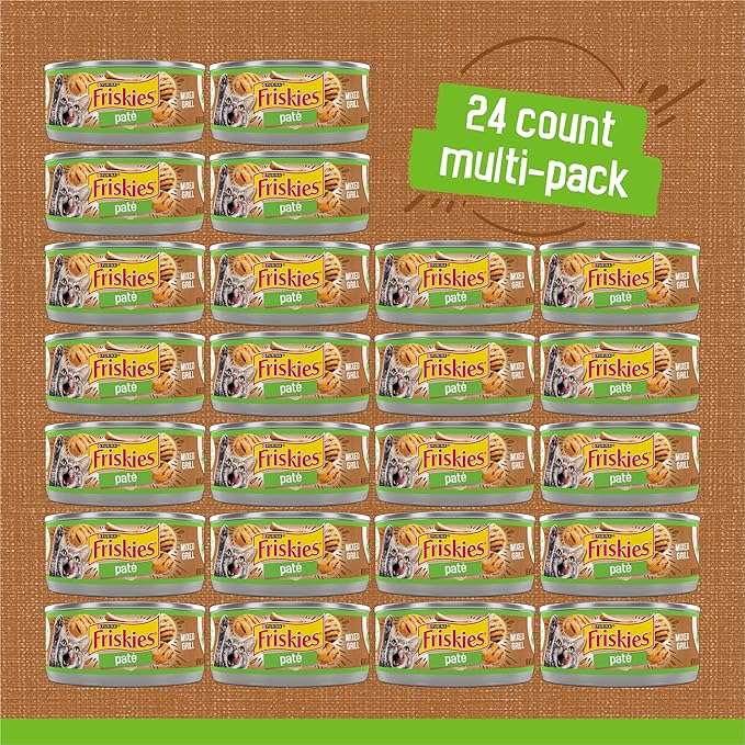 Purina Friskies Wet Cat Food, Pate Mixed Grill - (Pack of 24) 5.5 oz. Cans