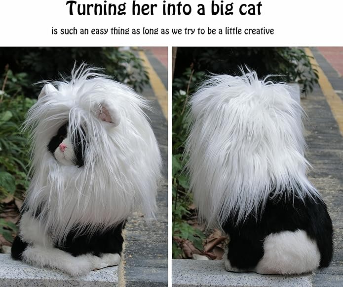 Onmygogo Lion Mane Wig for Cats and Dogs, Funny Pet Cat Costumes for Halloween Christmas, Furry Pet Clothing Accessories