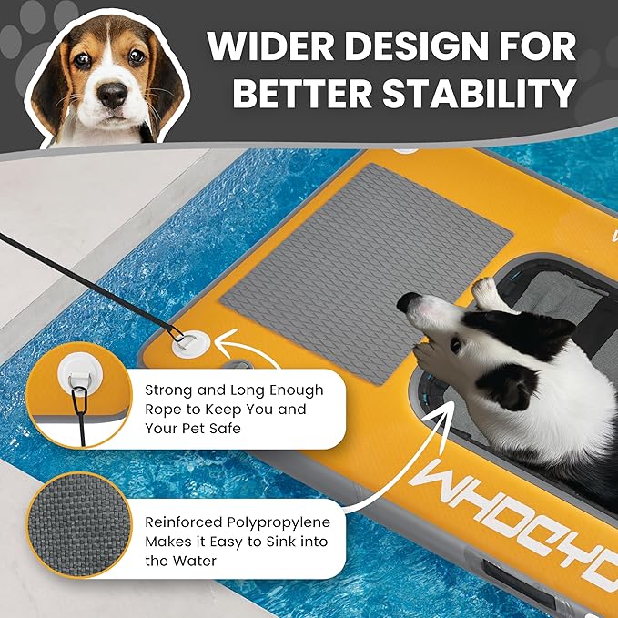 Inflatable Pup Plank Dog Float Floating Ramp Ladder for Pools Boats Docks Dog On Water Ladder Steps for Swimming Pets Up to 200 Pounds Water Bed for Human,Send Frisbee