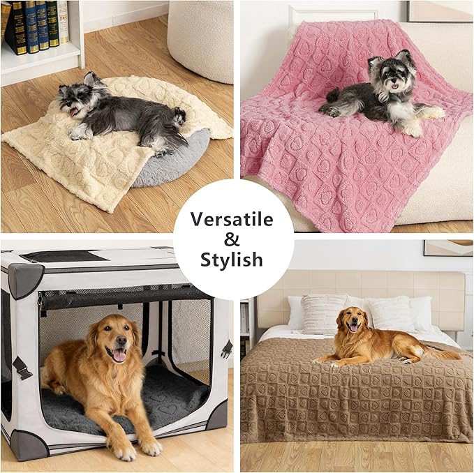 gogobunny Calming Plush Dog Cat Blanket 300GSM Coral Fleece, Ultra-Soft Machine Washable Pet Bedding for Small Medium Dogs Cats Puppies Kittens (Pink, 25x35)