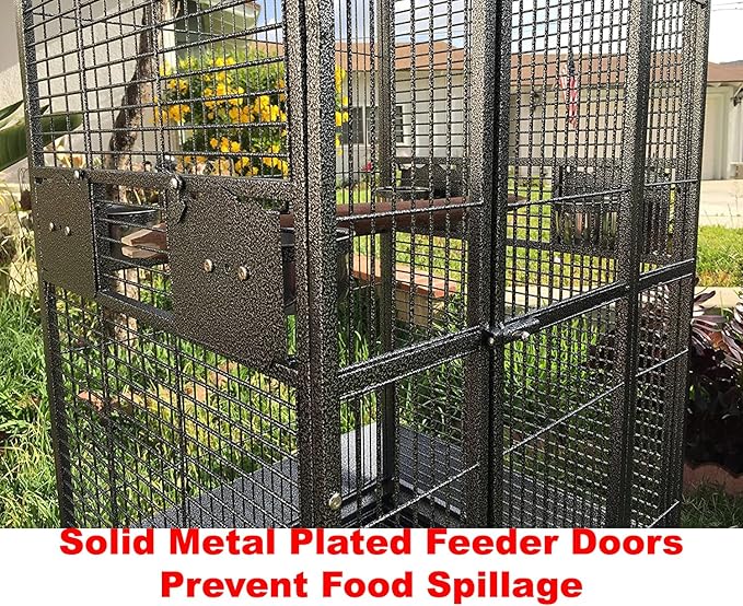 XX-Large 32" x 23" x 66"H Double Walk Ladders Open Play Top Wrought Iron Bird Parrot Parttot Finch Macaw Cockatoo Cage, Include Seed Guard and Toy Hook