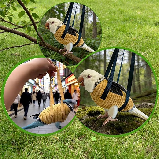 DRESSO Portable Bird Traval Carrier Bag, Escape Resistant Outdoor Harness Vest for Small Medium Parrots, Cockatiel, Budgie, Random Color(Small)