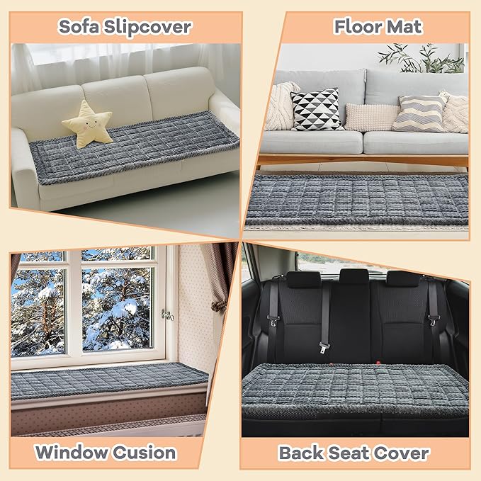 Washable Dog Couch Cover Protector, Non Slip Dog Bed Mat Machine Washable Large Blanket for Dogs, Pet Couches Covers for Sofa (Grey, 27.6 * 82.7 '')