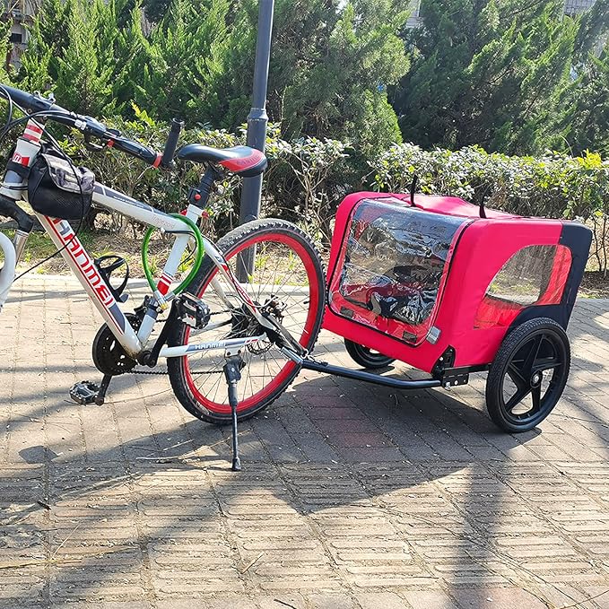 2-in-1 Dog Bike Trailer & Pet Carrier with Quick-Release Wheels, Foldable Steel Frame & Non-Slip Floor, 88 lbs Capacity for Medium/Small Dogs, Compatible with 20"-29" Bicycles