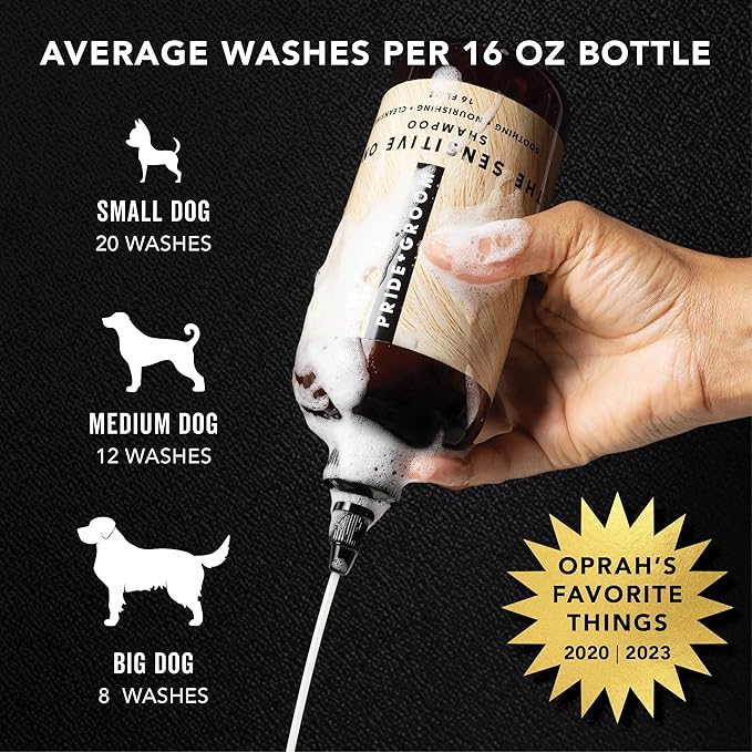 Pride and Groom The Sensitive One | Dog Grooming Shampoo for Puppies and Dogs with Itchy, Dry Skin| Tearless All Natural Body Wash with Essential Oils to Soothe Skin – 16oz (Pack of 2)