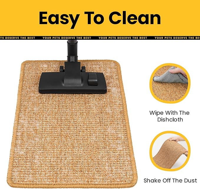 Cat Scratcher Mat,Sisal Cat Scratch Pad Rug,Wall Scratchers for Indoor Kitten Scratching&Stretching,Furniture Protector for Post&Sofas&Couch&Carpets&Floor,Kitty Bithday Gifts,Medium,Brown