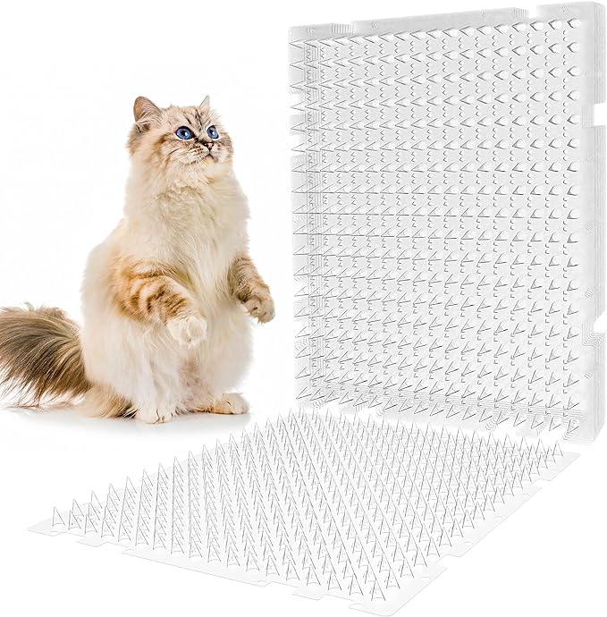Scat Mat for Cats 16 x 13 Inch, 16 Pack Cat Deterrent Mat Outdoor Indoor, Cat Spikes with 100 Stickers
