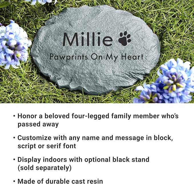 Let's Make Memories Personalized Dog or Cat Memorial Garden Stone - Forever Remembered - Block Font