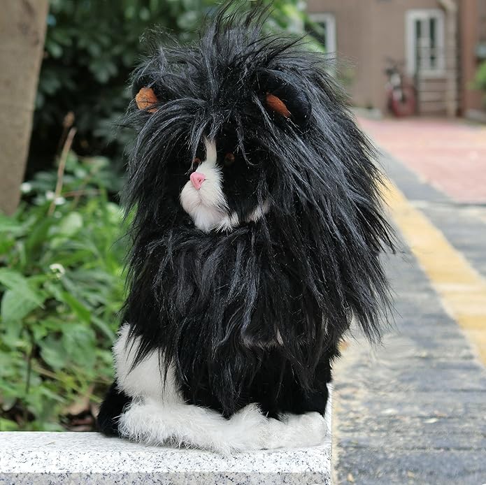 Onmygogo Lion Mane Wig for Cats and Dogs, Funny Pet Cat Costumes for Halloween Christmas, Furry Pet Clothing Accessories
