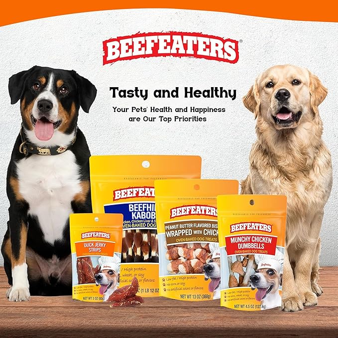 Beefeaters Duck Jerky Strips for Dogs 38oz, Oven-Baked High Protein Dog Treats Duck Jerky - Low Fat Grain-Free Dog Snacks - No Corn Wheat or Soy - Chewy Dog Jerky Treats for Training and Rewards