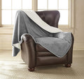 Mambe Silky Waterproof Throw for Protecting Furniture Bed Couch from Stains Caused by Dogs, Cats, Incontinence. Soft, Washable, Reversible. (Size Large 70x90 inches, Color Buff/Dove)