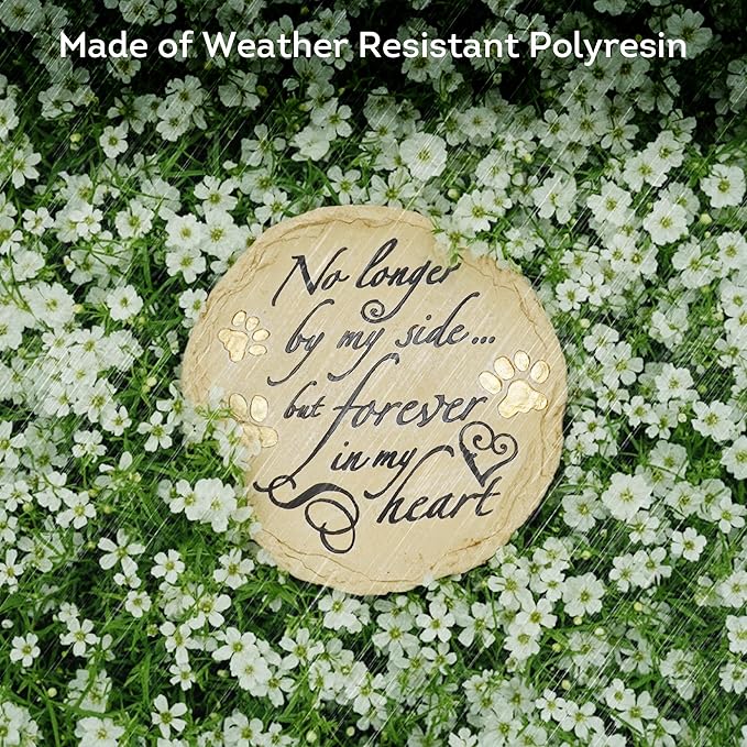 Lily's Home Pet Memorial Stone - Cat or Dog Grave Marker - Durable Waterproof Garden Memorial Stone for Indoor and Outdoor Use - Sympathy Gift for Pet Loss - Circle