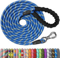 NTR Long Dog Leash - 50 FT Rope with Swivel Hook, Reflective Threads, Comfortable Handle - Training Leash for Medium & Large Dogs - Blue