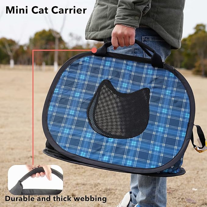 Pop up Large Cat Carrier, 30'' L Kennel Soft Crates with Portable Mini Cat Carrier,Travel Littler Box, Mattress,Food Bowl,4 Stakes and Carry Bag