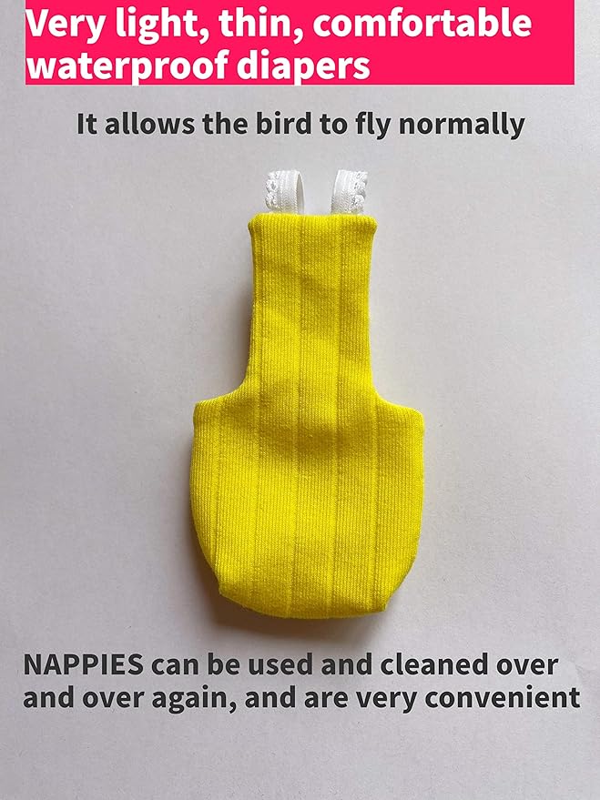 Parrot Bird Diapers, Birds Flight Suit, Parrot Clothes, Pet Animal Costumes, Bird Clothes, Cockatiel Bird Diaper, Pet Bird Diapers, Parrot Flight Suit, Bird Parrot Clothes (Yellow, 2XL)