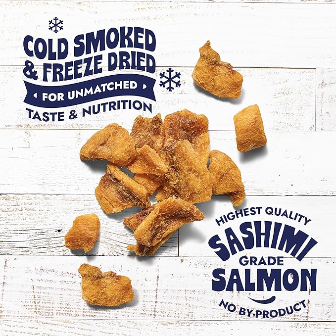 Finfare Freeze Dried Salmon Nuggets, Grain Free Salmon Cat Treats, High Protein & Omega-3s to Support Skin, Coat & Wellness, Crafted in USA, 6oz