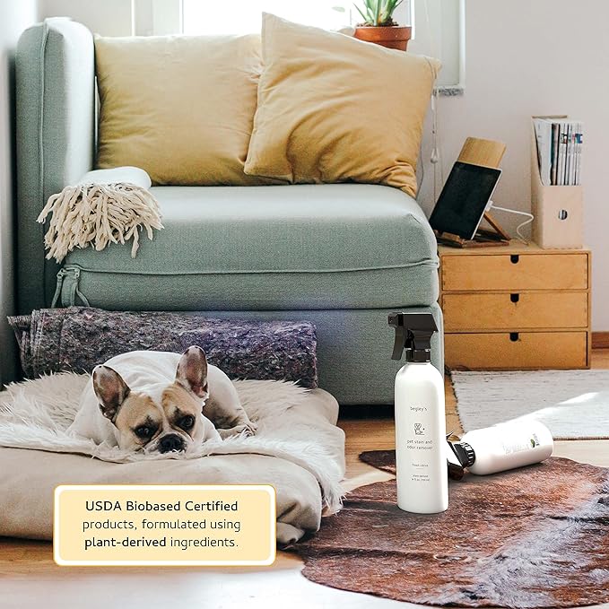 Begley's Pet Stain and Odor Remover - Pet Odor Eliminator for Home - Pet Urine Enzyme Cleaner - Pet Carpet Cleaner for Pets - Enzymatic Cleaner for Dog Urine, Cat Pee, Feces, Fluids - 24 Ounce