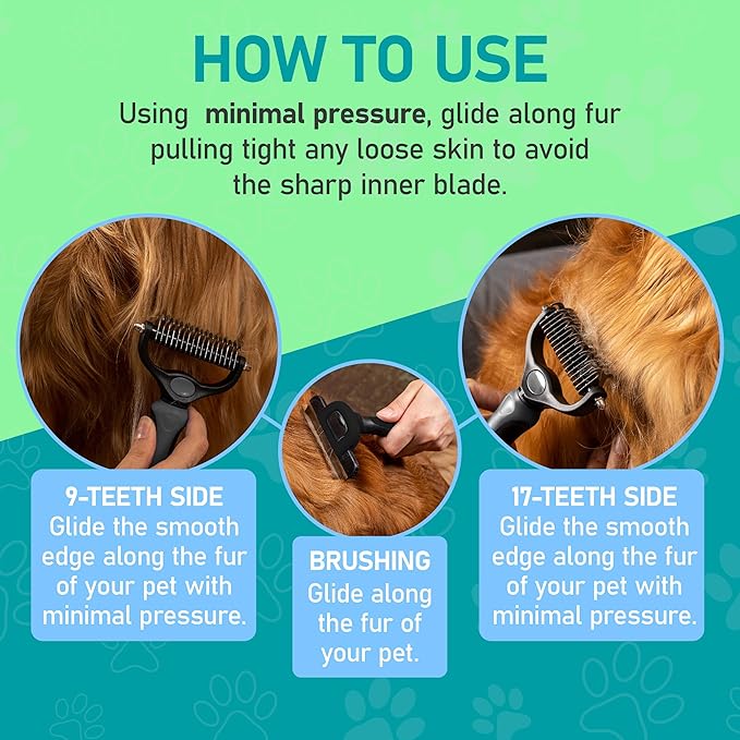 Maxpower Planet Pet Grooming Brush - Double Sided Undercoat Rake for Dogs and Cats, Extra Wide, Reduce Shedding by 95%, Grey