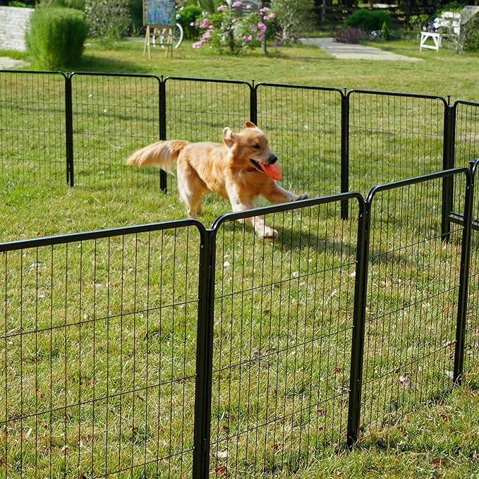 SunsGrove Dog Playpen for Outdoor, Heavy Duty 32 Inch 2 Panels Play Pen for Small and Medium Dogs, Free and Safe Play Dog Fence, Black