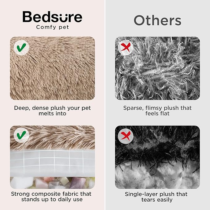 Bedsure Calming Dog Bed for Extra Large Dogs - 45in Donut Washable Large Pet Bed, Anti-Slip ＆Removable Cover,420GSM Round Anti-Anxiety Fluffy Plush Faux Fur, Fits up to 100lbs Pets,Plus Version