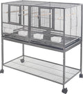 1F/2F/3F Stackable Center Divided Breeder Breeding Bird Flight Double Rolling Cage for Aviaries Canaries Cockatiels Lovebirds Finches Budgies Small Parrots. (Black Vein, 1F)