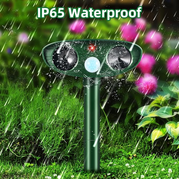 2026 Solar Animal Repellent Ultrasonic Outdoor Squirrel Racoon Fortress pro,Cat Deer Repellent with Motion Sensor,Waterproof Mouse Dog Skunk Rabbit Deterrent for Yard,2 Pack