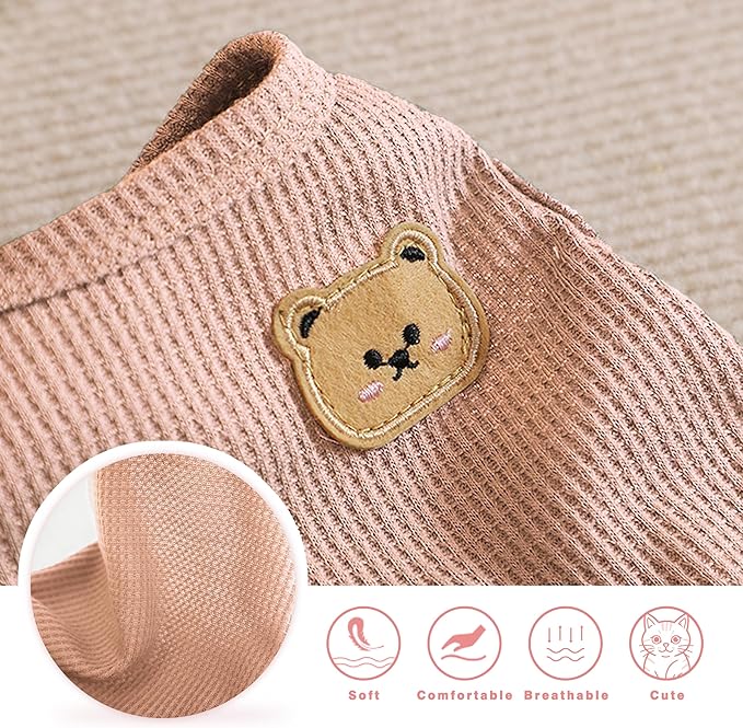 Waffle Knit Cat & Dog T Shirt for Small Dogs, Stretchable Puppy Shirt for Sphynx Cats & Small Breeds, Pet Clothes | Breathable Summer/Winter Apparel for Newborn(Pink Medium)