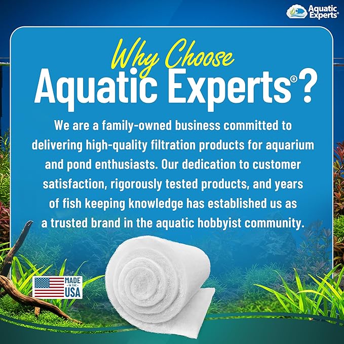 Aquatic Experts Aquarium Filter Floss for Fish Tank Filters - FilterFirst Aquarium Filter Pad - Media Roll for Crystal Clear Water, 12" x 72" by ½ to ¾ Thick