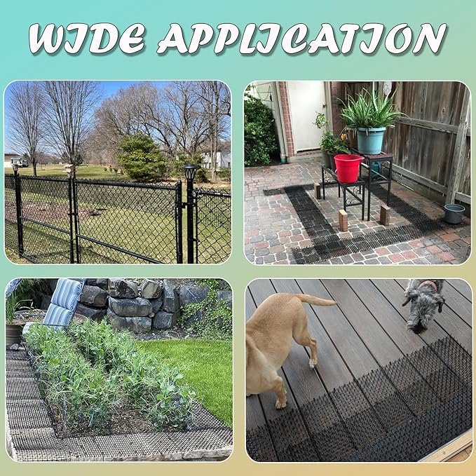 Scat Mat for Cats Black, 13ft Cat Repellent Mats with 6 Garden Staples, Plastic Training Scat Mat with Spikes, Anti-Cat Mats Dog Digging Deterrent Pad for Indoor and Outdoor Sofa Garden Flowerbeds