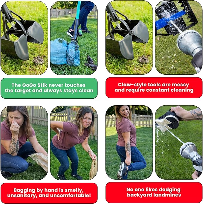 GoGo Stik XP Consumer Reports #1 Rated Ergonomic Scooper 2023-2026. Quick, Clean, & Convenient Pro Pooper Scooper for All Dog Pet Waste Cleanup. Use Store Bags or Heavy Dootie Bags.