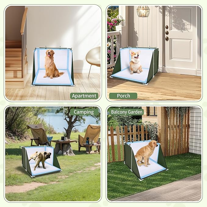 24x24x17.7 Dog Pee Pad Holder with High Walls,Waterproof Puppy Litter Box,Foldable Indoor Dog Potty,No Spill Pet Toilet for Small/Medium Puppy, Easy Clean,Army Green
