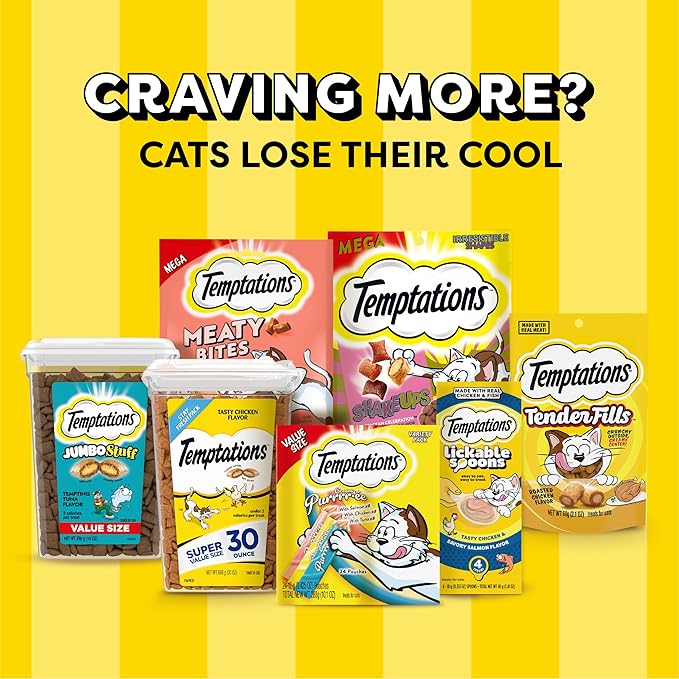 Temptations Creamy Puree Squeezable Lickable Cat Treats, Wet Cat Treats with Salmon, 0.42 oz. Tubes, 16 Count