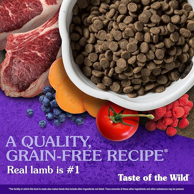 Taste of the Wild Sierra Mountain Grain-Free Canine Recipe with Roasted Lamb Dry Dog Food for All Life Stages, Made with Protein from Real Lamb and Guaranteed Nutrients and Probiotics 28lb