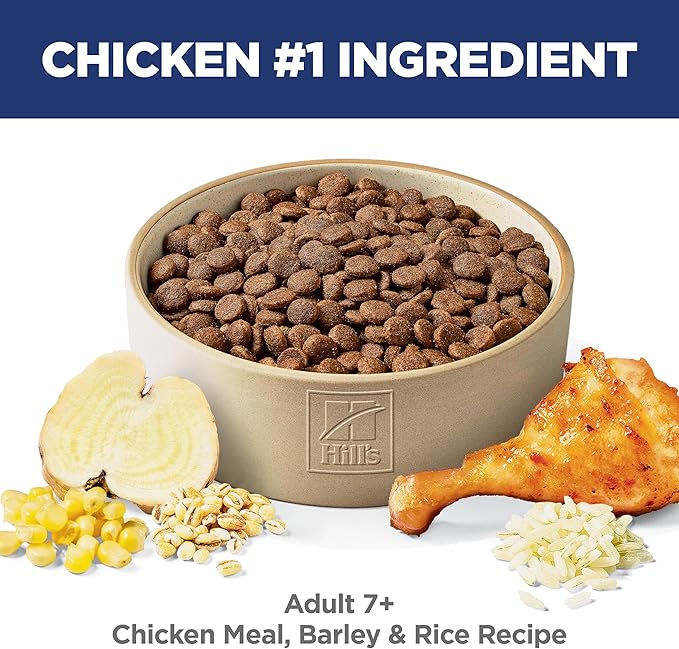Hill's Science Diet Adult 7+, Senior Adult 7+ Premium Nutrition, Dry Dog Food, Chicken, Brown Rice, & Barley, 5 lb Bag