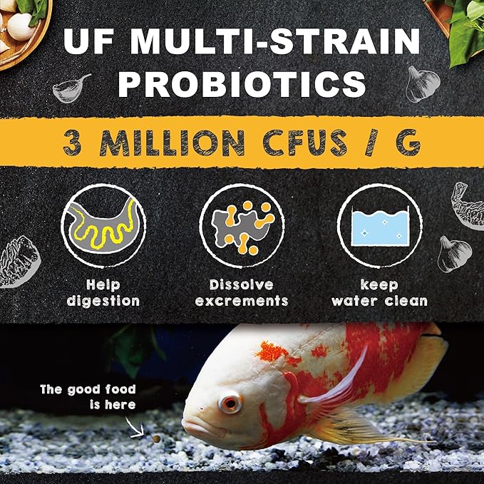 Ultra Fresh Cichlid Sinking Fish Food, Wild Sword Prawns, All Natural Ingredients, Carnivore Pellets for Large Cichlid and Tropical Fish, Royal Cichlid Premium Pellet 4.58 oz