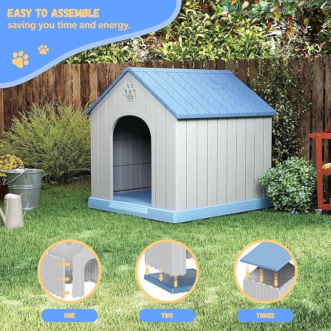 DRATO Dog House Resin Outdoor Dog Kennel - Weatherproof Small Dog House for Indoor Use