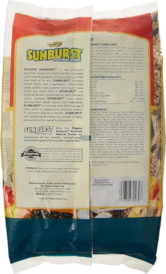 Higgins Sunburst Gourmet Cockatiel Food 3Lb